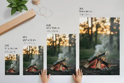 Lienzo decorativo moderno hoguera con bosque y humo