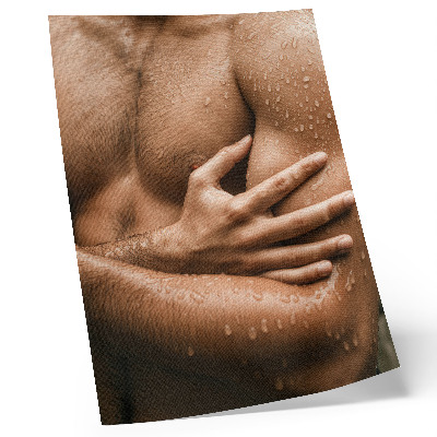 Póster Detalles de la piel, gotas de agua, silueta muscular