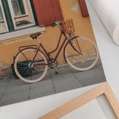 Lienzo decorativo moderno Una bicicleta con el telón de fondo de una colorida fachada retro.