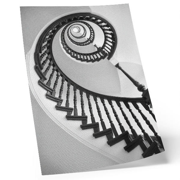 Póster escalera de caracol de estilo elegante y moderno en blanco y negro