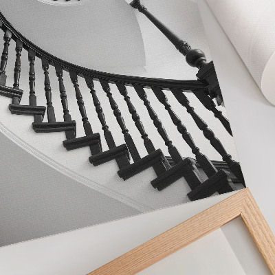Póster escalera de caracol de estilo elegante y moderno en blanco y negro