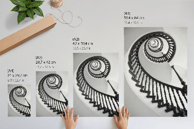 Póster escalera de caracol de estilo elegante y moderno en blanco y negro