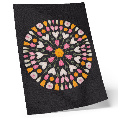 Póster con colores saturados Mandala floral sobre fondo oscuro estilo abstracto