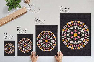 Póster con colores saturados Mandala floral sobre fondo oscuro estilo abstracto