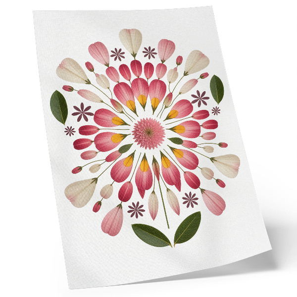 Lienzo decorativo moderno Mandala floral simétrico rosa crema verde