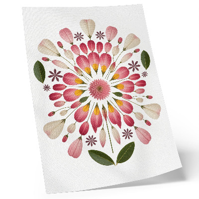 Lienzo decorativo moderno Mandala floral simétrico rosa crema verde