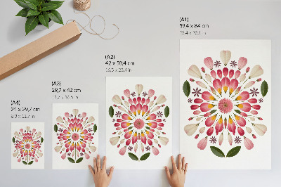 Lienzo decorativo moderno Mandala floral simétrico rosa crema verde