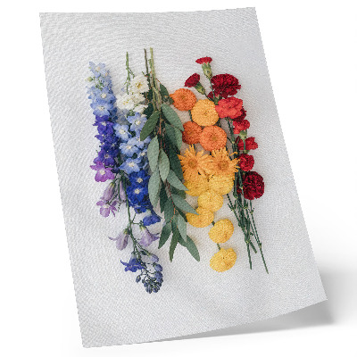 Póster Flores en línea vertical, colores vibrantes, armonía, naturaleza.