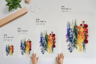 Póster de flores en línea vertical con colores vibrantes y armonía natural