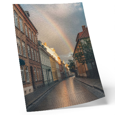 Póster Edificios de apartamentos coloridos, arcoíris, cielo nublado