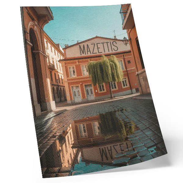 Lámina artística de alta calidad Reflejo de la arquitectura urbana con colores cálidos