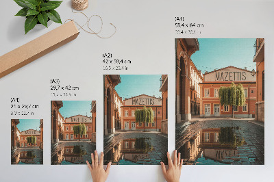 Lámina artística de alta calidad Reflejo de la arquitectura urbana con colores cálidos