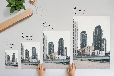 Póster rascacielos modernos con diseño minimalista