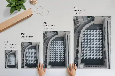 Lámina artística de arquitectura futurista con elegantes patrones geométricos