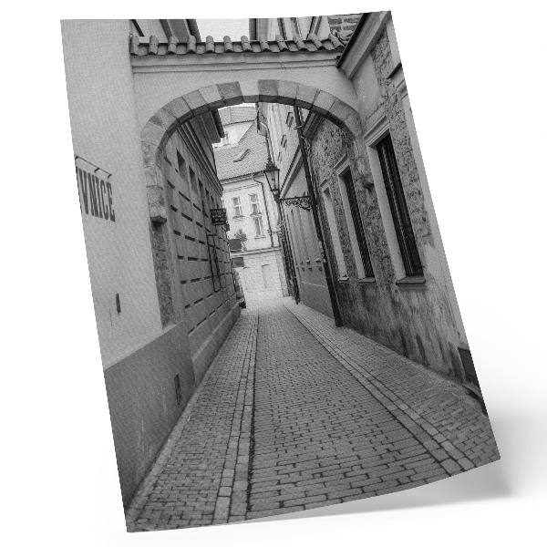Lienzo decorativo moderno con la arquitectura en blanco y negro de una calle nostálgica
