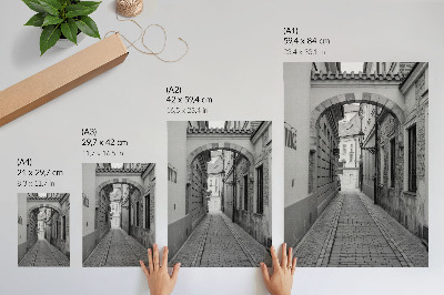 Lienzo decorativo moderno con la arquitectura en blanco y negro de una calle nostálgica