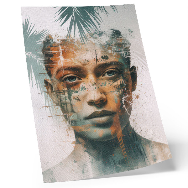 Lámina artística de alta calidad Retrato de una mujer con motivos tropicales