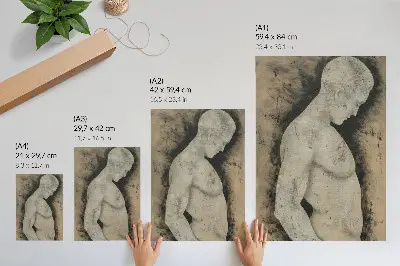 Silueta de un hombre de perfil póster con colores saturados