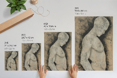 Póster con colores saturados Silueta monocromática de un hombre de perfil