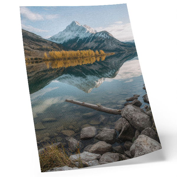 Lámina artística de alta calidad Montañas, lago, árboles, reflejo, paz, naturaleza