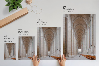 Póster de arcos altos diseño con colores saturados, elegancia, simetría, paz y espacio