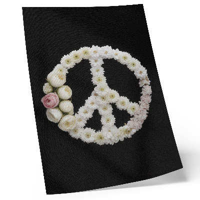 Póster Flores con forma de símbolo de la paz sobre un fondo negro.