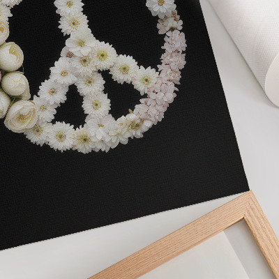 Póster Flores con forma de símbolo de la paz sobre un fondo negro.
