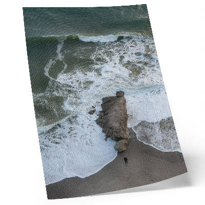 Lienzo decorativo moderno Costa rocosa, olas del océano, agua verde