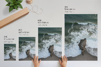 Lienzo decorativo moderno Costa rocosa, olas del océano, agua verde