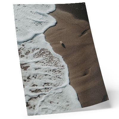 Póster Relajante playa arena gaviota olas