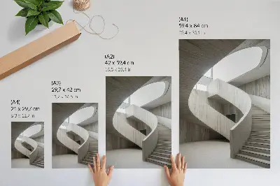 Lámina artística de alta calidad de una escalera de caracol moderna en un interior elegante