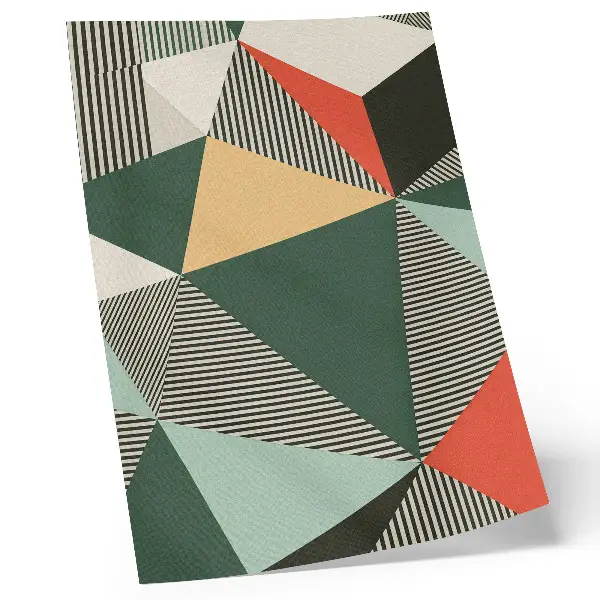 Póster con triángulos y rayas diseño con colores intensos y saturados