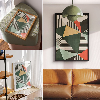 Póster con colores saturados Diversos triángulos y rayas en tonos intensos.