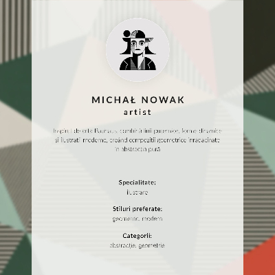Póster con colores saturados Diversos triángulos y rayas en tonos intensos.