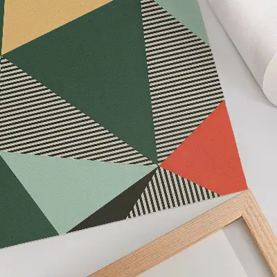 Póster con triángulos y rayas diseño con colores intensos y saturados