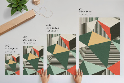 Póster con colores saturados Diversos triángulos y rayas en tonos intensos.