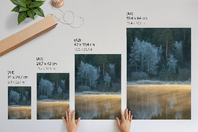 Póster Un bosque silencioso sobre la superficie del agua, un aura mística