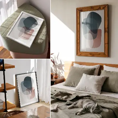 Póster de formas interpenetrantes diseño minimalista de colores saturados y elegancia