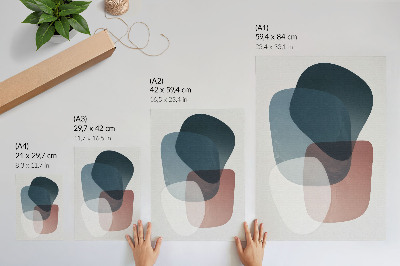 Póster con colores saturados Formas interpenetrantes, elegancia, minimalismo.