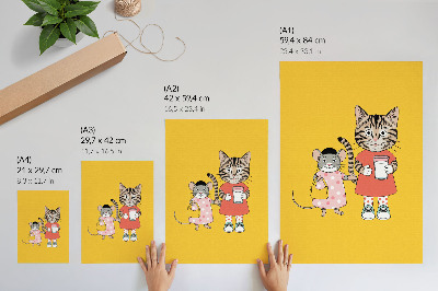 Lienzo decorativo moderno con diseño de gato, ratón y personajes de cuentos de hadas