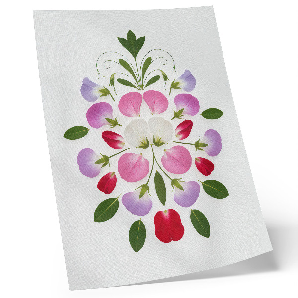 Lienzo decorativo moderno Flores y hojas simétricas sobre un fondo claro