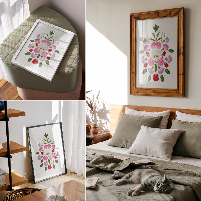 Lienzo decorativo moderno Flores y hojas simétricas sobre un fondo claro