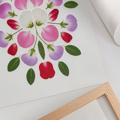 Lienzo decorativo moderno Flores y hojas simétricas sobre un fondo claro