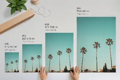 Lámina artística de alta calidad con palmeras diseño con fondo azul de estilo exótico