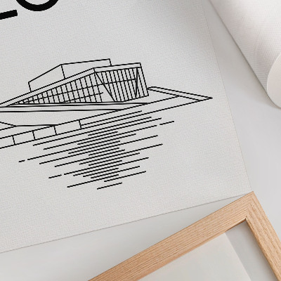 Póster Texto de arquitectura moderna en contraste blanco y negro