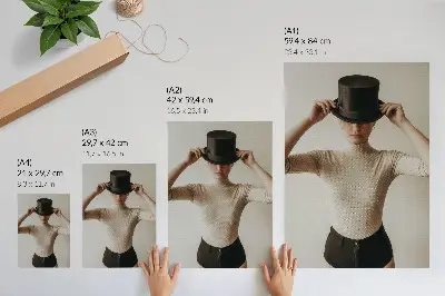 Lienzo decorativo moderno con diseño minimalista de sombrero de copa en estilo retro