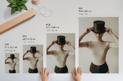 Lienzo decorativo moderno Elegancia retro, sombrero de copa, sutileza, minimalismo