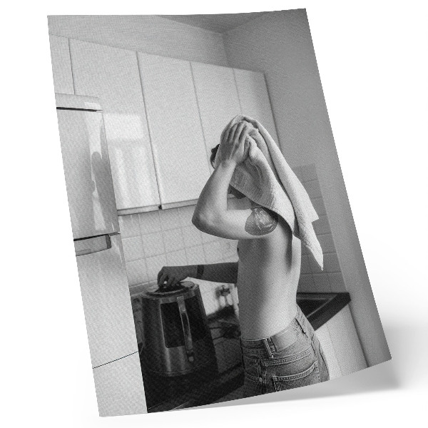 Póster Cocina moderna minimalista en blanco y negro