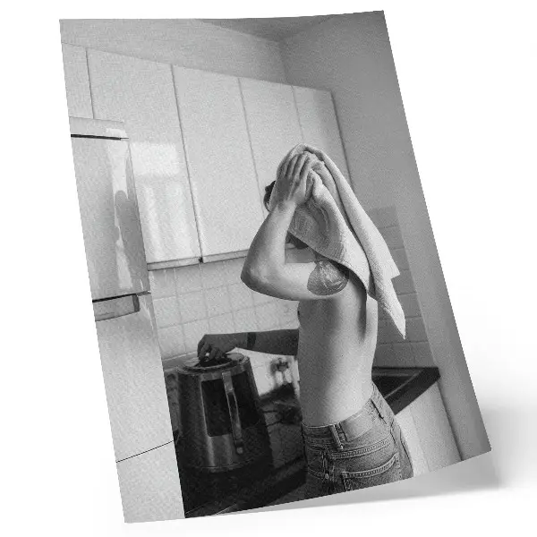 Póster de cocina moderna minimalista en blanco y negro