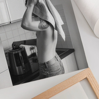 Póster Cocina moderna minimalista en blanco y negro